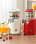 Cordless Electric Citrus Juicer For Lemons And Oranges With Rechargeable Battery One Touch Lemon Squeezer in white and red.