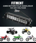 7/8 Inch Dirt Bike Light Bar Headlight For CRF110 CRF250F KLX110 TTR110 TTR110E RM85 YZF450 12V 24V Universal LED Bar Fits Most 22mm Handlebars