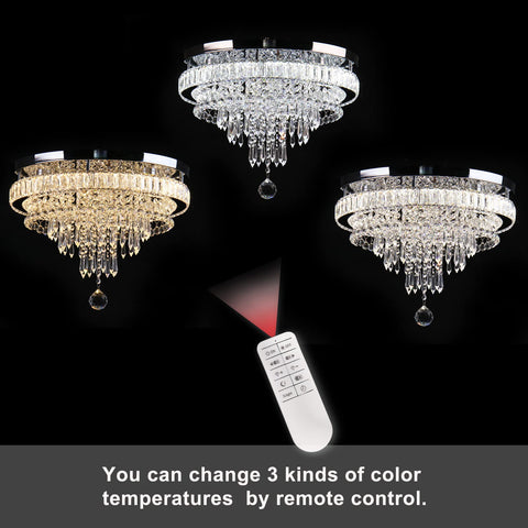 Modern Crystal Chandelier With Four Tier Hourglass Design, 19.7 Inch Ceiling Light, Dimmable LED With Remote, color options