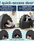 Portable Blackout Tent For Pack And Play Sleep Pod That Blocks 98 Percent Of Light For Night Time Calm And Deep Sleep On The Go Two Door Privacy Travel Ready Compact And Easy To Set Up For Kids And Babies with two access doors in use