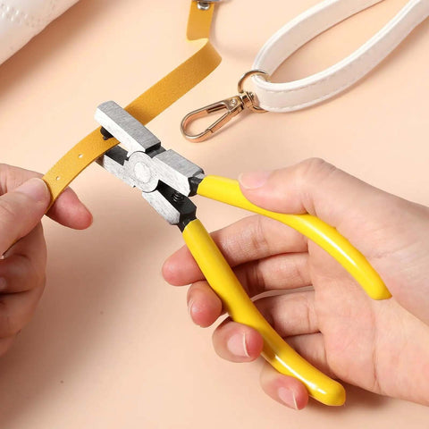 Leather Hole Punch Tool Plier For Belts Watch Bands Shoes And Leather Crafts One Hand Operation Carbon Steel With Silicone Handles