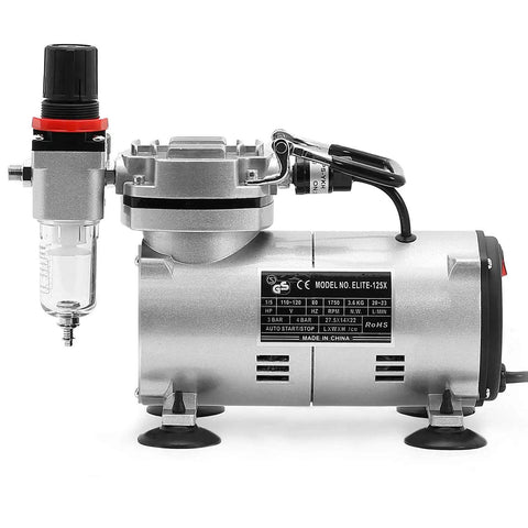 1/5 HP Airbrush Compressor With Regulator Gauge And Water Trap Crazy Quiet Portable Grab And Go Air Pump For Airbrushing