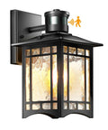 Motion Sensor Outdoor Lights With Dusk To Dawn Sensor, Black Wall Sconce Exterior Light, Anti Rust Lantern with glass panels