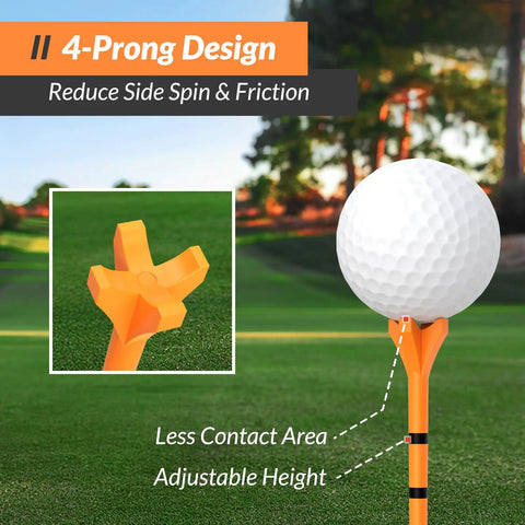 Pro 150 Pack Golf Tees Set With 130 Driver Tees And 20 Iron And Hybrid Tees Durable Reinforced Shaft Low Friction Orange