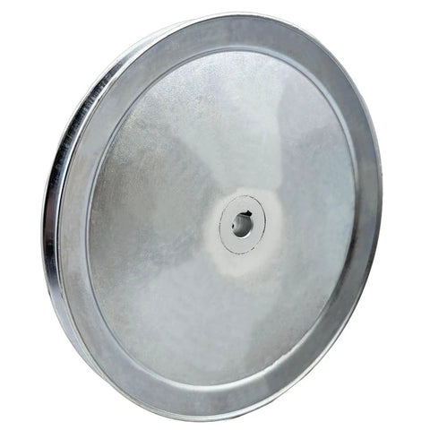 Heavy Duty 10 Inch Single Groove V Belt Pulley With Five Eighth Inch Bore For 5L 4L A B Belts, 1 Groove, Carbon Steel Construction, Zinc Plated For Rust Resistance, 1020 Steel, Durable Motor Pulley For Belt Drive Systems