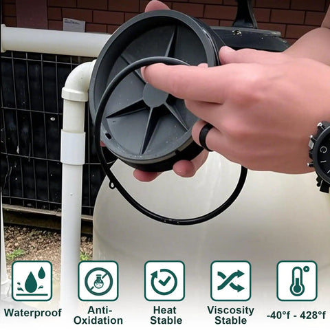 Food Grade Silicone Pool Lube For O Rings And Gaskets, Waterproof Grease For Pool Filters, Valves, Pumps And Plastic Parts, O Ring Seal Paste With Brush Top, 8 Oz, Safe For Drinking Water, Temperature Range -40 To 428 F, shown with pool gasket
