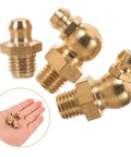 Dope Copper Grease Fitting Kit, 9 Piece Universal Nipple Adapters For Cars And Trailers, shown with straight and angled nozzles