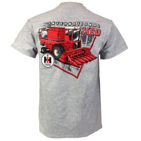 International Harvester 1460 Combine Gray Short Sleeve T Shirt Tee With Soft Cotton Blend True To Size Machine Washable