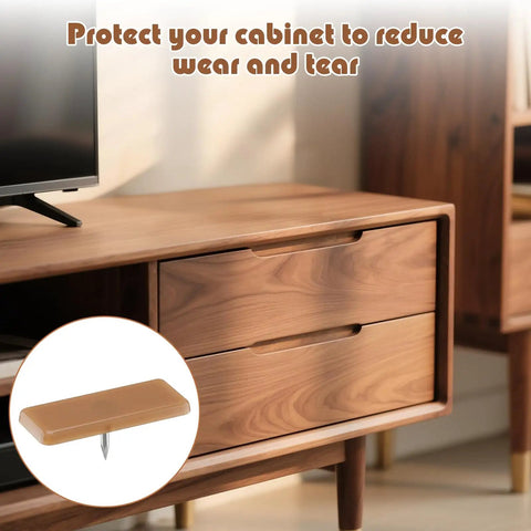 Forty Piece Pack Of Tack In Drawer Glides And Nail On Runner Tracks Featuring Tough Plastic Cushions on wooden cabinet drawers.
