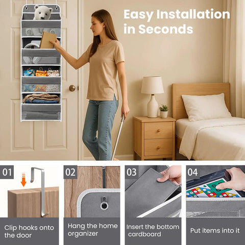 Crush Your Household Grind With This Solid Over The Door Organizer Sporting Four Heavy Duty Shelves And Four Deep Side Pockets Crafted For Flexible Hanging Storage Featuring Reinforced Hooks That Hold Forty Four Pounds Like A Boss