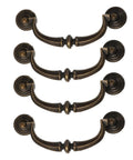Vintage Zinc Alloy Cabinet Pull Handles 4 Pack for Furniture Doors and Drawers Antique Style Cupboard Grips for Kitchen Remodels