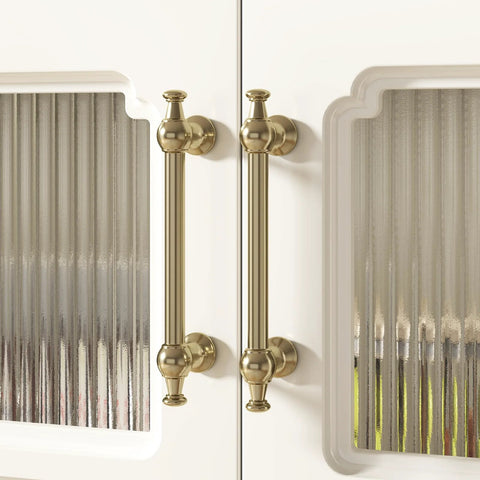 10 Pack 3 Inch Champagne Bronze Cabinet Handles Oval Bar Pulls with Rounded Corners on white cupboard doors