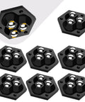 Heavy Duty Self Adhesive Furniture Caster Set Features 360 Degree Swivel Ball Wheels with eight black hexagonal caster bases.