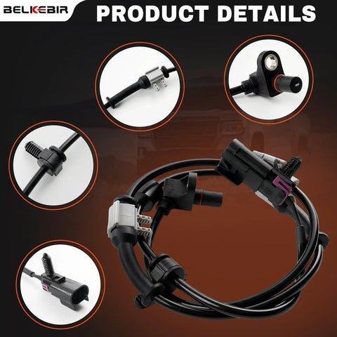 2Pcs Front Abs Wheel Speed Sensor Left Right Driver Passenger with wiring harness and connectors for 2002-2009 Chevy Trailblazer, GMC Envoy.