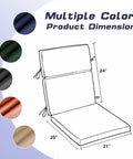 Diagram showing dimensions of Outdoor High Back Patio Chair Cushions Set, Waterproof And Fade Resistant, Navy Blue option.