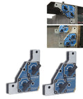 Front view of two blue welding magnets with on/off switches, 28 kg pull, 90-degree fixture for metal fabrication