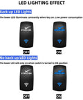 Weatherproof 20A 12V 5 Pin SPST On Off Rocker Switch For Satellite Internet Dishes with LED lighting effect shown