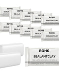 Sealant Clay For Wall Holes And Duct Seams, 10 Pack of white moldable putty for waterproof quick repairs, product packaging visible