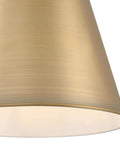 Close-up of Derose Transitional One Light Indoor Pendant Light in Brushed Brass Finish Shade