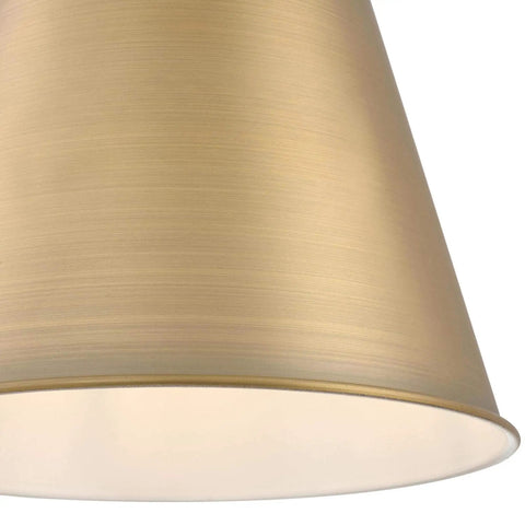 Close-up of Derose Transitional One Light Indoor Pendant Light in Brushed Brass Finish Shade