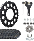 428 Chain Sprocket Kit With Front 15 Tooth And Rear 43 Tooth, 114 Link Chain, 17mm Wide, 76mm Front Sprocket, Includes Chain Breaker