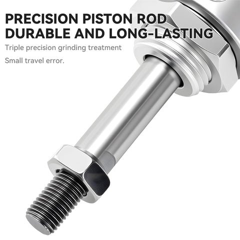 Close-up of precision piston rod from Built Tough Pneumatic Air Cylinder 20mm Bore 125mm Stroke Double Acting With 8mm Fittings Port Size PT 1 8 Aluminum Body Industrial Grade Linear Actuator MAL20x125 145 Psi Max 23 To 158 F Working Temp