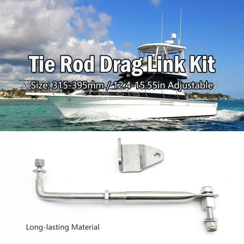 Adjustable Boat Engine Stainless Steel Steering Tie Rod Drag Link Kit 315 to 395 mm and 12.4 to 15.55 in for Beefy Durable Marine Steering Upgrades and Easy Install, stainless marine tie rod kit on boat