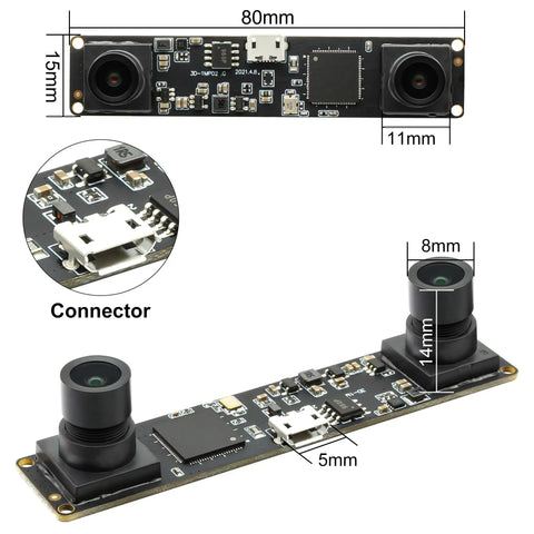 Dope Dual Lens Stereo USB Webcam Module, 1.3MP 960P HD Video, 3D VR Ready, OV9715 Sensor, USB 2.0 Industrial Cam for Android, Linux, Windows, Raspberry Pi