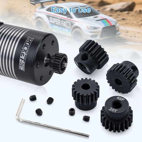 48P Pinion Gear Set For One Tenth RC Car With 3.175mm Shaft Hole Includes 18T 19T 20T 21T 22T 48 Pitch Motor Gears Upgrade Kit