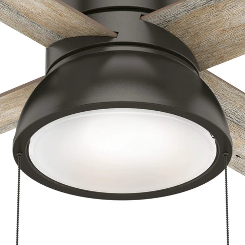 Close-up of LED light on Viola Brushed Nickel Ceiling Fan With Led Light Kit And Pull Chain 52 Inch Quiet Dope Airflow Multi Speed Reversible Motor Modern Classic Fan For Living Room And Bedroom, showing brushed finish and wooden blades.