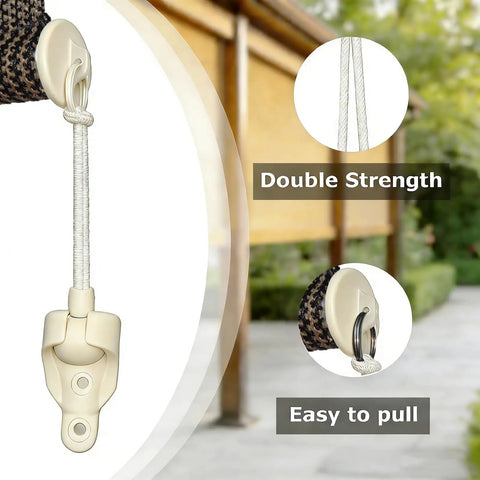DIY Friendly Replacement Roller Shade Hardware Kit With Bungee Cords And End Cap Tie Downs For Outdoor Roller Shades, ivory end cap with cord