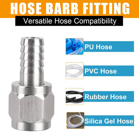 Stainless Steel Hose Swivel Nut Barb Fittings 2 Pack Five Sixteenth Inch Barb Connectors For Ball Lock And Pin Lock Kegging Systems MFL Quick Disconnects Corny Keg Fit CO2 Regulator Hose Adapter, stainless barb fitting