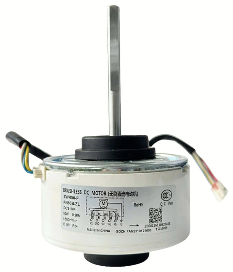 Beefy DC Brushless Air Conditioning Fan Motor For FN60B ZL ZWR50 F 310V 50W 0.28A 1500 RPM Replacement; side view