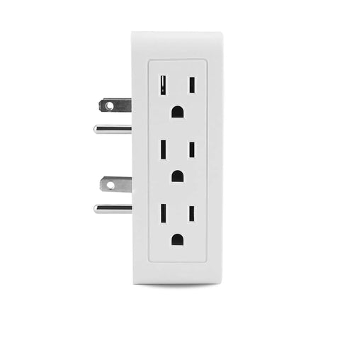 Side Entry Outlet Extender With Six Grounded Sockets 2 Pack Turns Two Outlets Into Six For Tight Spaces Behind Furniture And Desks UL Listed