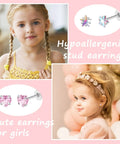 24 Pairs Hypoallergenic Earrings Set With Screw Back Studs For Girls And Women Cute Sparkly CZ Ball Star Butterfly Flower Heart Designs Flat Back Comfort For Everyday Wear Gift Ready Variety Pack girls wearing stud earrings