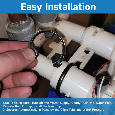 Installing clip from Water Softener Clip Kit For GE Kenmore Whirlpool Morton Systems, showing 3/4 inch valve and o-ring.