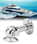 Premium Rotating Head Magnetic Door Stopper Made From 316 Marine Grade Stainless Steel With Self Aligning Adjustable Catch Holder on yacht.