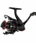VC20BB Finesse 2000 Sized Spinning Reel With Dope Carbon Fiber Frame For Lightweight Strength, side view showing handle.