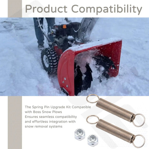 Spring Pin Upgrade Kit Compatible With Boss Snow Plows for seamless fit and safer snow removal, includes steel springs and nuts.
