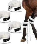 4 Pack Fleece Lined Horse Kickin And Pawing Training Chains With Adjustable Stainless Steel Chains Nylon Outer Webbing Stable Safety Gear Prevents Kicking Fits Most Sizes on horse legs