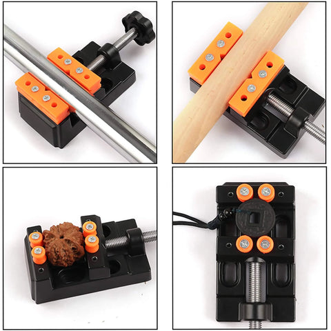 Mini Bench Clamp Vise For Jewelry And Watch Repair Flat Table Mount With Adjustable Jaws Ideal For Jewelry Making Sculpture Wood Carving Walnut Carving Lightweight Aluminum Alloy Compact Size 4.2 Inch By 2.4 Inch By 1.37 Inch With 0 To 2.1 Inch Clamp holding various items