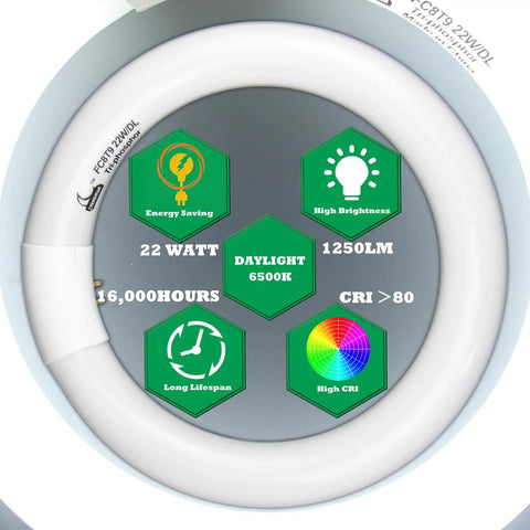 Get Your Space Lit With 8 Inch Circular Fluorescent Bulbs 22W T9 Circline 1250 Lumen Daylight 6400K G10q 4 Pin Base Energy Saving