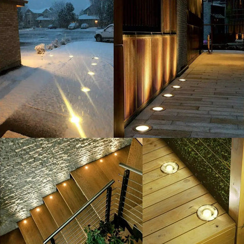 Low Voltage In-Ground Landscape Lights 1W LED Set, 12V-24V Outdoor Dope Accent Lighting For Pavers, Decks, Steps, And Gardens, IP67 Waterproof Warm White, 6 Pack