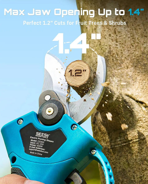 Cordless Pruning Shears For Garden, 1.2 Inch Cutting, Brushless Motor in action cutting branch