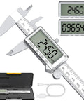 Go-To 6 Inch Digital Caliper With Rechargeable Battery, Big LCD Screen, Stainless Steel Measuring Tool with case and cable