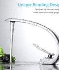Chrome Bathroom Sink Faucet With Cover Plate And Pop Up Drain Assembly, Single Handle Lavatory Faucet With Modern Bending Design