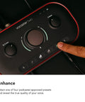 Vocaster Two Podcasting Interface with Enhance feature and control buttons for recording host and guest with two mic inputs