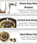 Heavy Duty Air Filled Pneumatic Rubber Casters Swivel And Fixed With Locking Brake Dual Ball Bearing components with steel hub and bracket design.