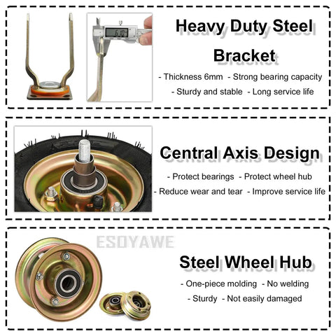 Heavy Duty Air Filled Pneumatic Rubber Casters Swivel And Fixed With Locking Brake Dual Ball Bearing components with steel hub and bracket design.