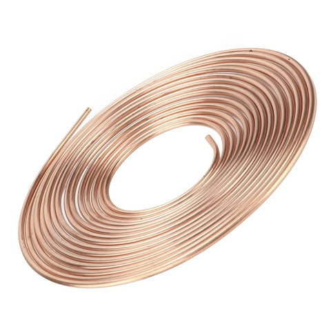 3/16 Inch Copper Plated Brake Line Tubing 25 Foot Flexible Coil Roll With 0.028 Inch Wall Durable For Hydraulic Braking Fuel System